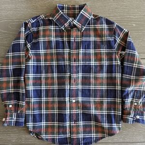 Janie And Jack Earth Tones Plaid Button Down size 6 EUC
